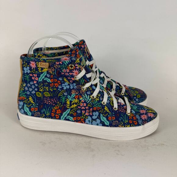 Keds x Rifle Paper Co. Kickstart Sneakers Women's 6 Blue Floral Athletic Shoes - Picture 2 of 10